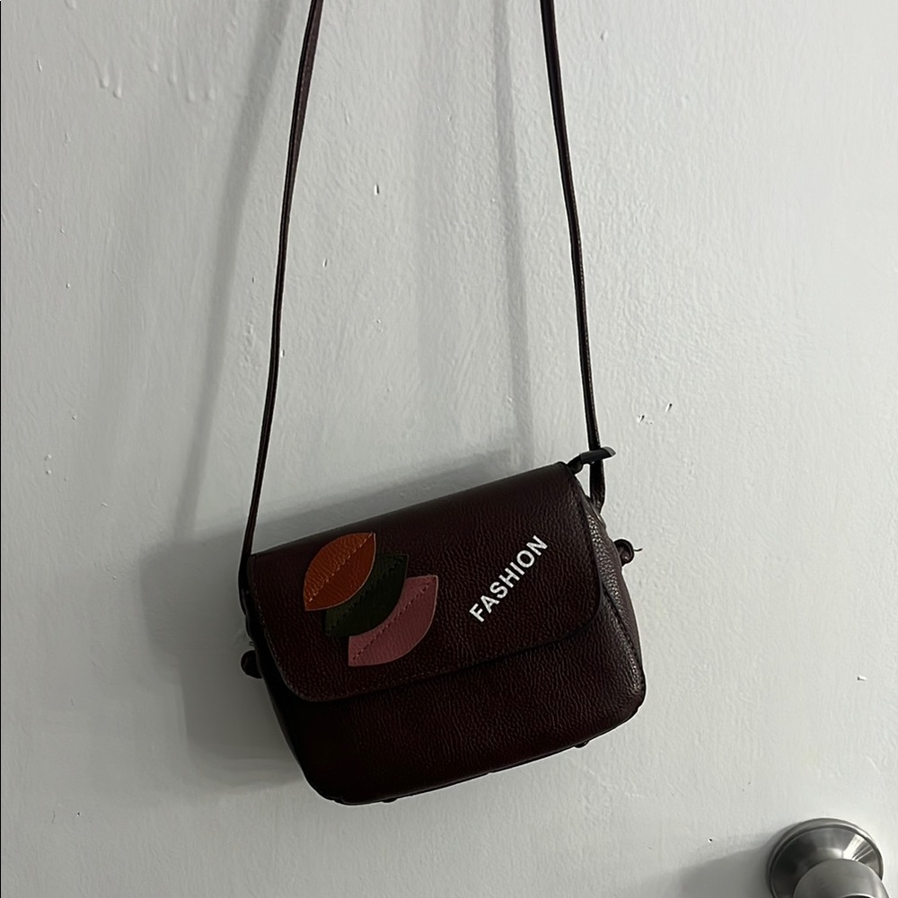 Brown Crossbody Bag with Multicolor Accents